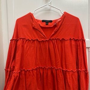 Marc New York Vibrant Orange Ruffled Top